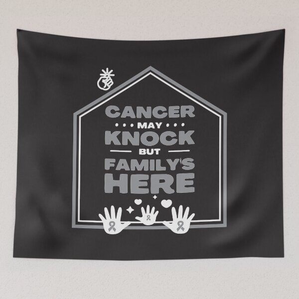 Item preview, Brain cancer awareness gray ribbon Cancer may knock but family's here designed and sold by shaderepublic.