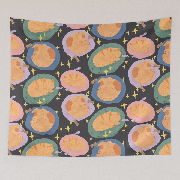 Item preview, Sweet Dreams: Sleeping Dogs and Cats on pet beds with treats and sparkly stars designed and sold by maddydoodlesoup.