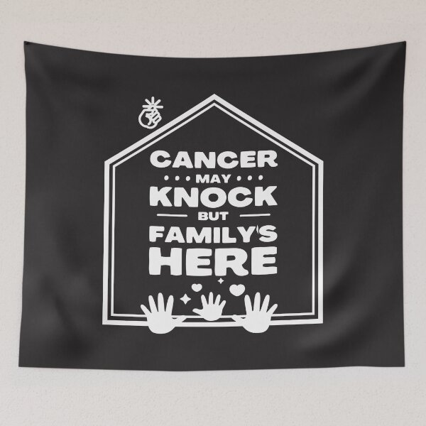 Item preview, Lung cancer awareness white ribbon Cancer may knock but family's here designed and sold by shaderepublic.