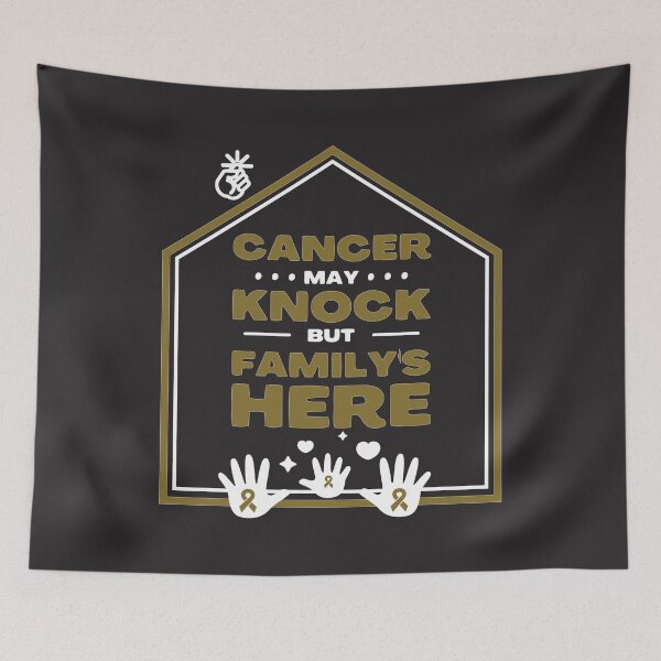 Item preview,  Childhood cancer awareness gold ribbon Cancer may knock but family's here designed and sold by shaderepublic.