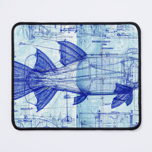 Item preview,  Da Vinci style giant fish fantasy blueprint  designed and sold by SimpleWallArt.