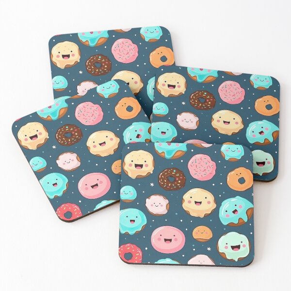 Item preview, Cute happy cartoon donuts designed and sold by Pinkbirdie.
