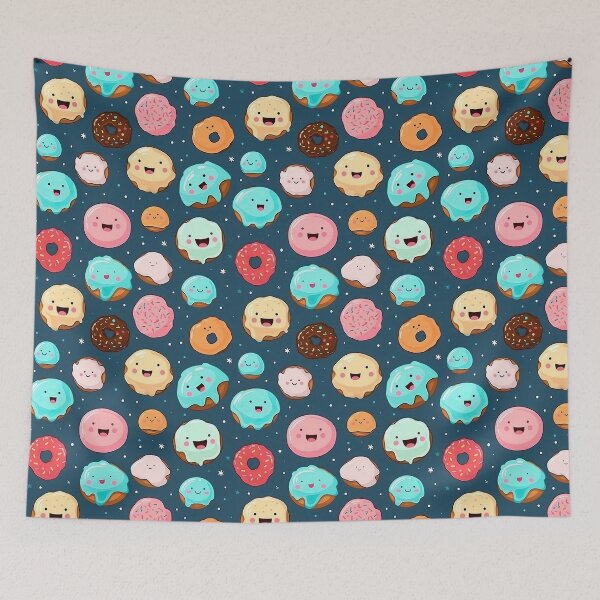 Item preview, Cute happy cartoon donuts designed and sold by Pinkbirdie.