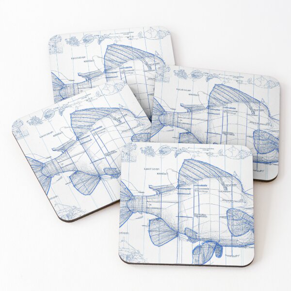 Item preview,  Da Vinci style giant fish fantasy blueprint  designed and sold by SimpleWallArt.