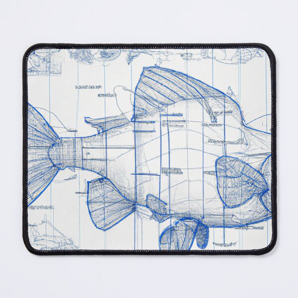 Item preview,  Da Vinci style giant fish fantasy blueprint  designed and sold by SimpleWallArt.