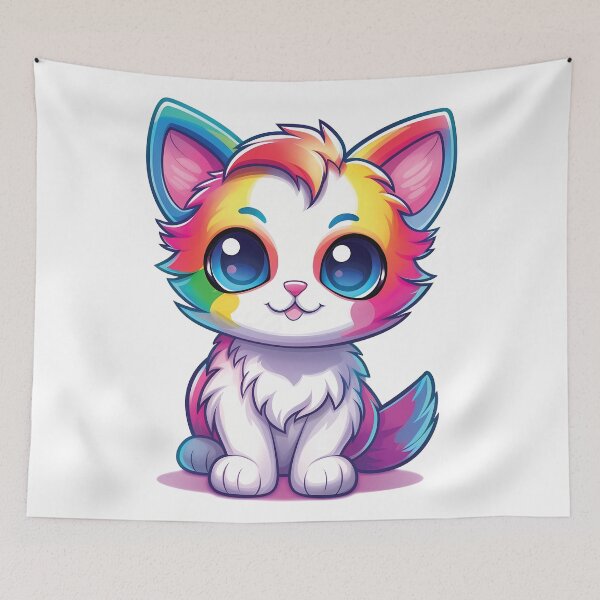 Item preview, Whimsical Kawaii Cat Illustration | Playful and Cheerful | Cute Kitty Art designed and sold by PopPopGfx.