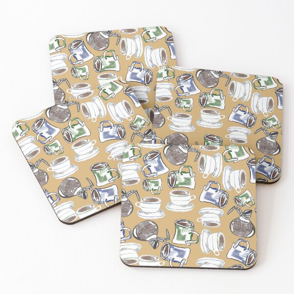 Item preview, Coffee Klatch Mugs and Carafes Pattern designed and sold by maddydoodlesoup.