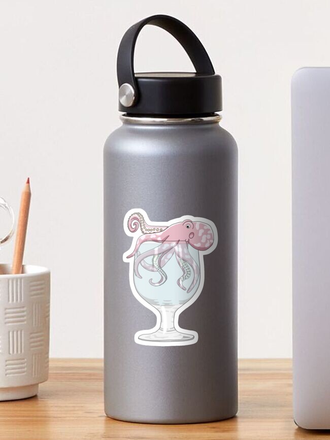 Thumbnail 1 of 3, Sticker, Octopus in a Water Glass designed and sold by RhondaLuluArt.