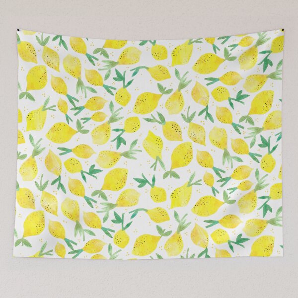 Item preview, "Whimsical Lemon Scatter Pattern - Hand Painted Watercolor” designed and sold by maddydoodlesoup.