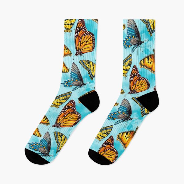 Item preview, California Butterflies on Clouds Pattern designed and sold by Sockstomistic.