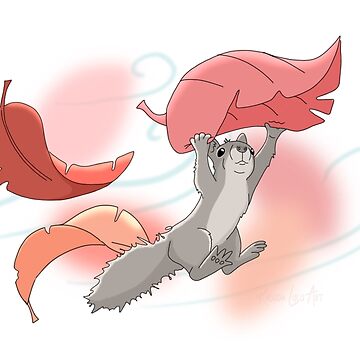 Artwork thumbnail, Flying Squirrel with Fall Leaves by RhondaLuluArt