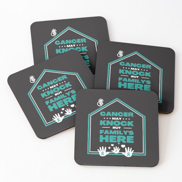 Item preview, Ovarian cancer awareness teal ribbon Cancer may knock but family's here designed and sold by shaderepublic.