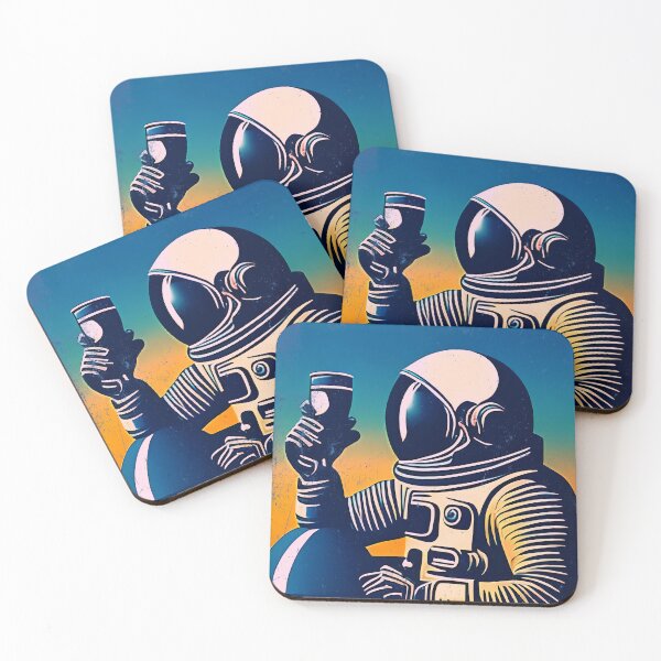 Artikelvorschau, Cosmonaut mit Kaffeebecher, vintage colors, used-look, retro entworfen und verkauft von Time4Space.