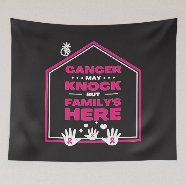 Item preview, Breast cancer awareness pink ribbon Cancer may knock but family's here designed and sold by shaderepublic.