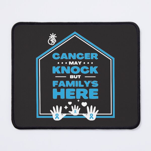 Item preview, prostate cancer awareness light blue ribbon Cancer may knock but family's here designed and sold by shaderepublic.