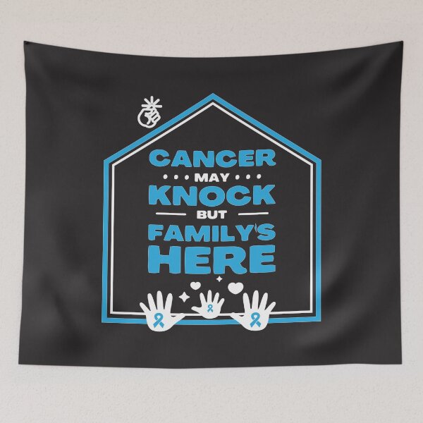 Item preview, prostate cancer awareness light blue ribbon Cancer may knock but family's here designed and sold by shaderepublic.