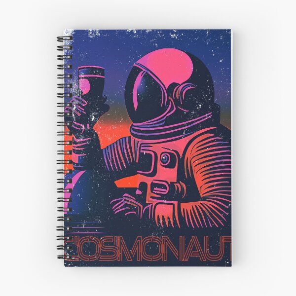 Artikelvorschau, Cosmonaut mit Kaffeebecher, magenta blau, vintage, used-look, retro entworfen und verkauft von Time4Space.