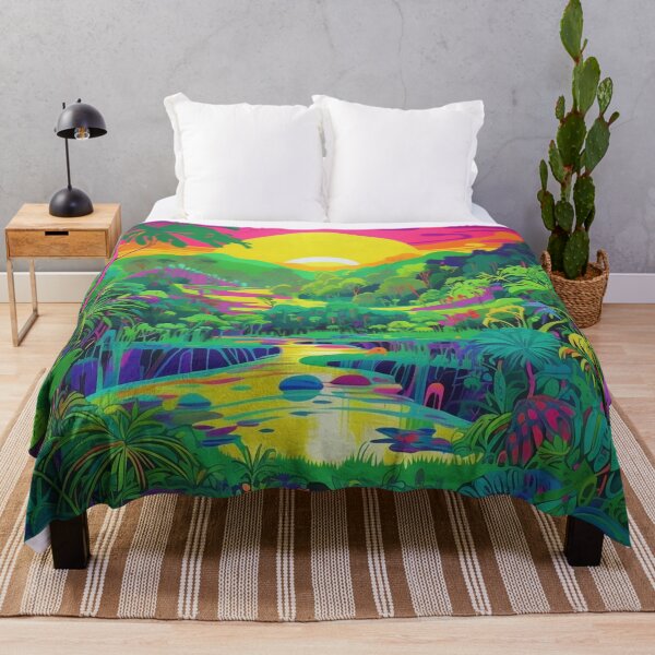Item preview, Psychedelic Jungle Sunrise: Abstract Neon Artwork designed and sold by OdysseyArtworks.
