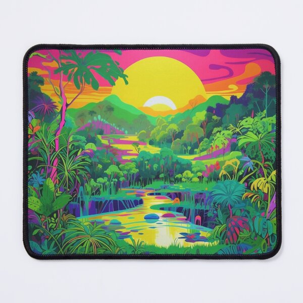 Item preview, Psychedelic Jungle Sunrise: Abstract Neon Artwork designed and sold by OdysseyArtworks.