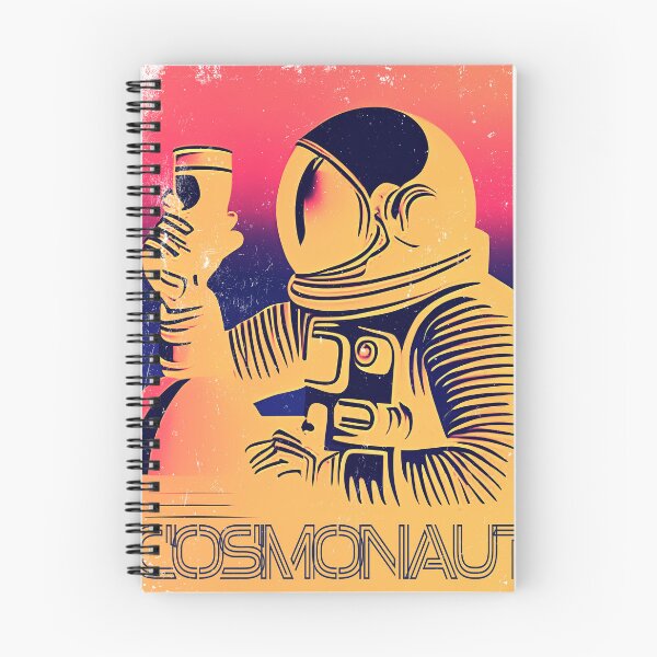 Item preview, Cosmonaut with coffee mug, yellow, vintage, used look, retro designed and sold by Time4Space.