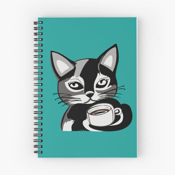 Artikelvorschau, Katze mit einer Tasse Kaffee entworfen und verkauft von RipaDesign.
