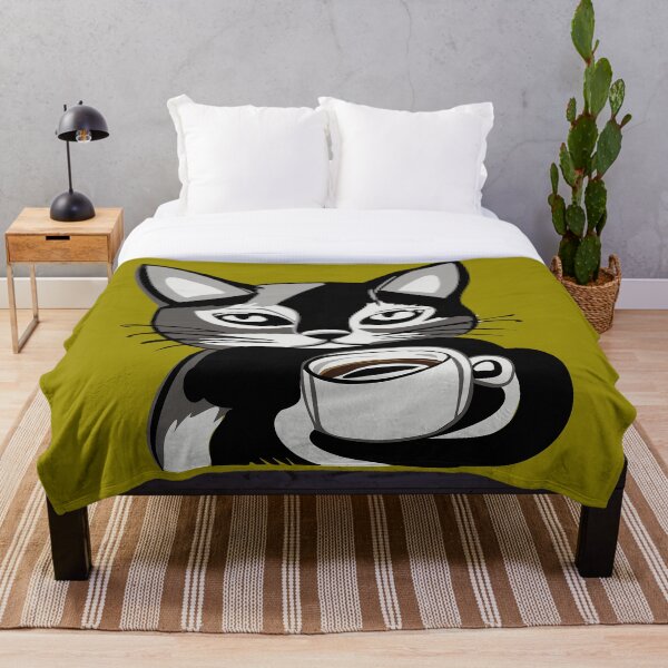 Artikelvorschau, Katze mit einer Tasse Kaffee entworfen und verkauft von RipaDesign.