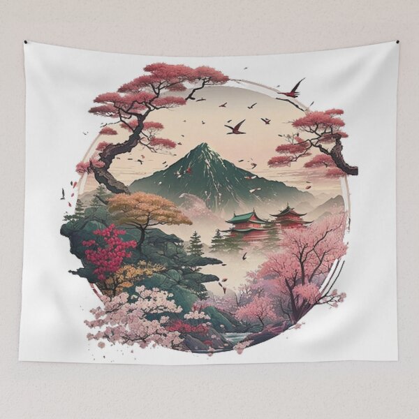Item preview, "Harmony in Sakura: Captivating Japanese Landscapes on Redbubble" designed and sold by DesignHeaven24.