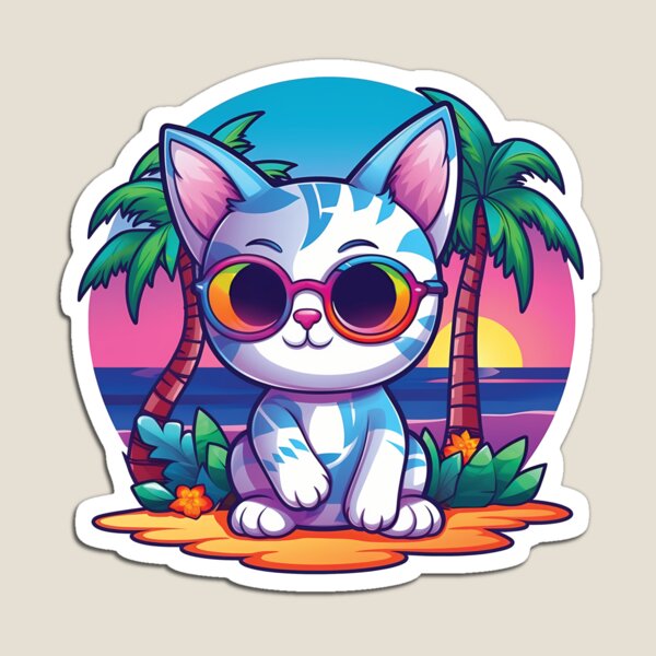 Artikelvorschau, Bunte Kawaii Kitty Illustration | Niedlich und lebendig | Verspieltes Katzendesign entworfen und verkauft von PopPopGfx.