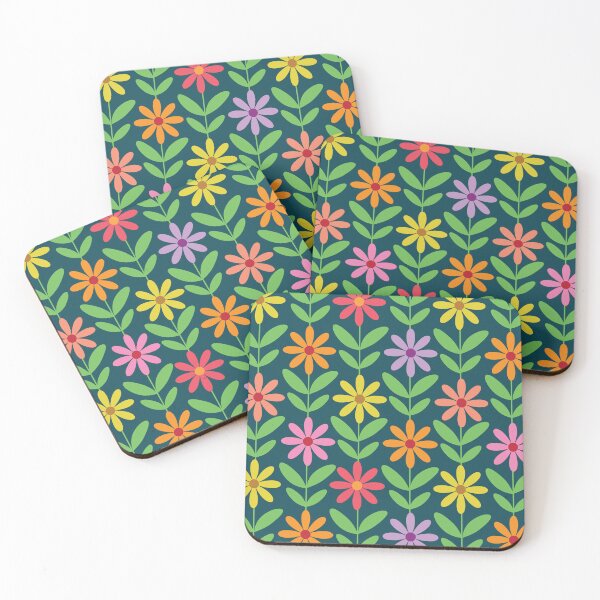 Item preview, Colorful Retro Mod Flowers Pattern  designed and sold by Yasminepatterns .