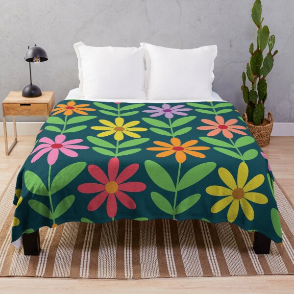 Item preview, Colorful Retro Mod Flowers Pattern designed and sold by Yasminepatterns .