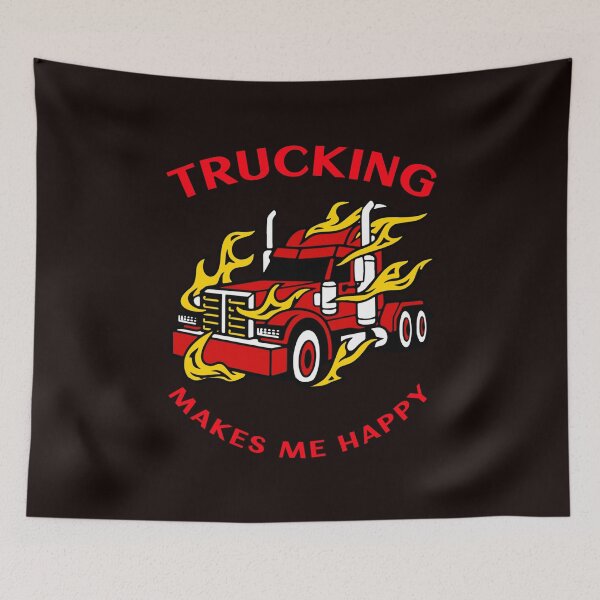 Item preview, Trucker in Flames Trucking Makes Me Happy RR designed and sold by TeamsterLife.