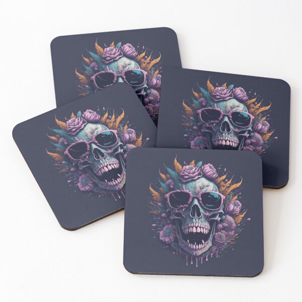 Item preview, Violet skull with flowers Pink Flower Skull designed and sold by Ecmoprints.