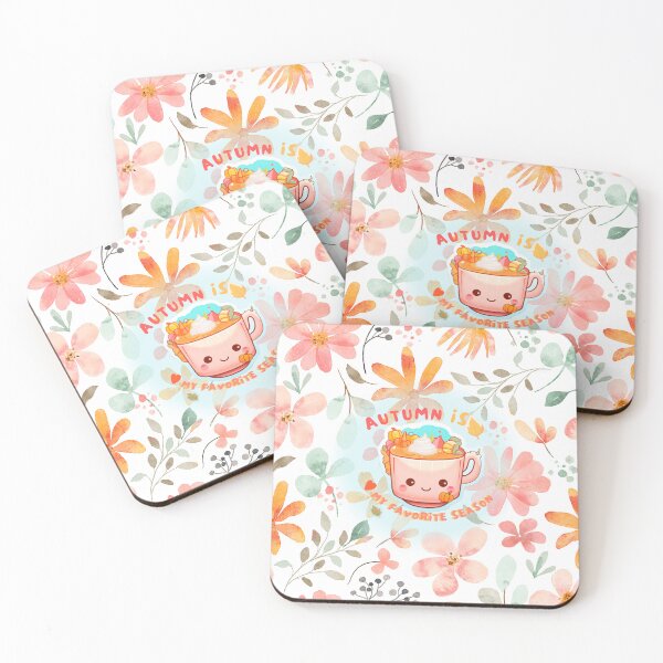 Item preview, Autumn hot chocolate with marshmallows in kawaii style designed and sold by Dulf.