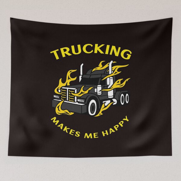 Item preview, Trucker in Flames Trucking Makes Me Happy BlkY designed and sold by TeamsterLife.