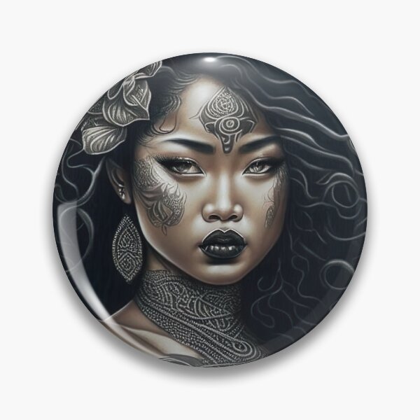 Artikelvorschau, [KI-Kunst] Tätowierte Maori-Schönheit mit großen Haaren entworfen und verkauft von Sissle.