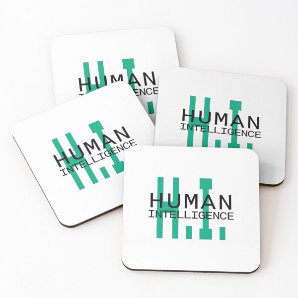 Item preview, H.I. Human intelligence, anti-AI, black text designed and sold by wondertree.