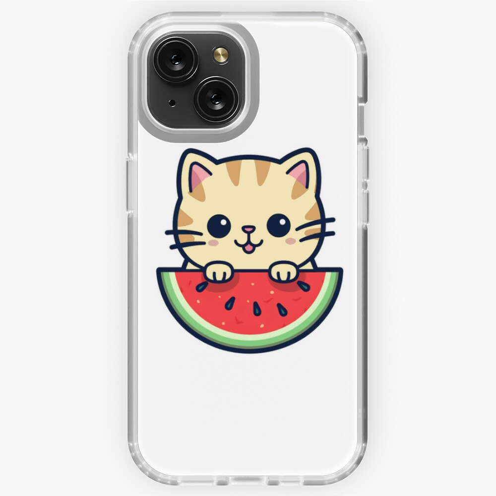 Kawaii Cat Eating a Slice of Strawberry Cake  Sticker for Sale by  Sereneluna