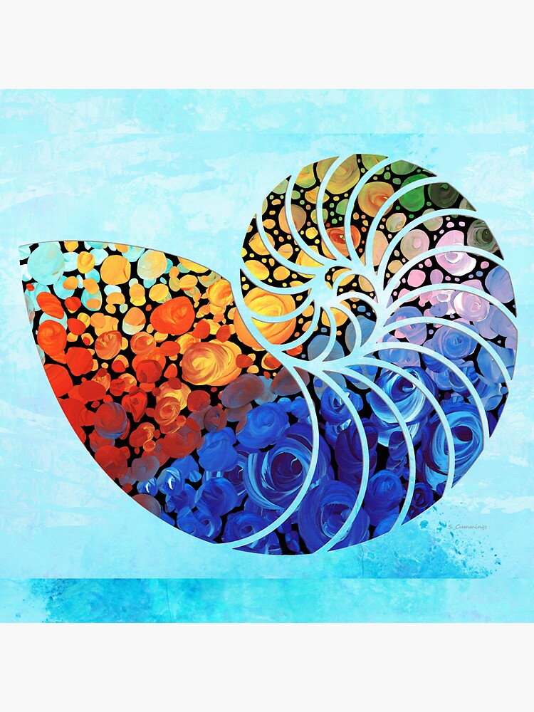 Fun Colorful Mosaic Nautilus Seashell Shell Art Sticker for Sale by Sharon  Cummings