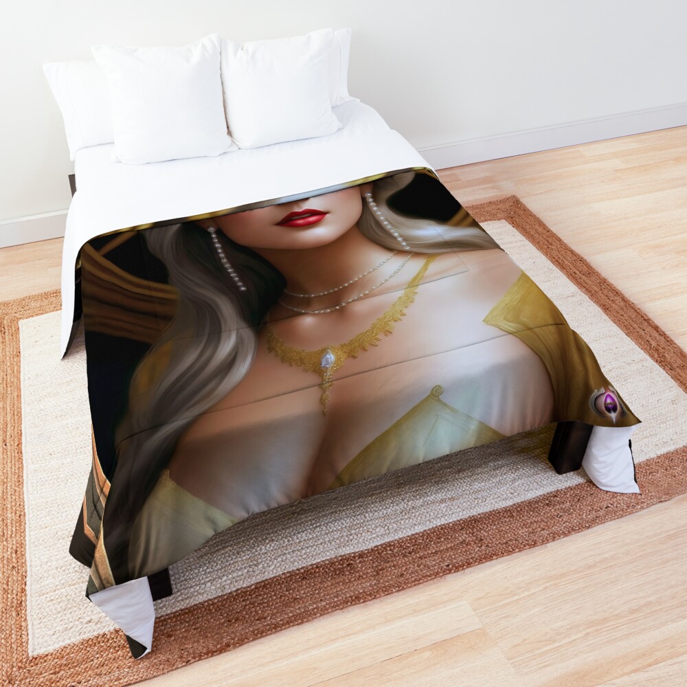 The Captivating Beauty Of Elovia Sevrence AI Concept Art by Xzendor7 3 The Captivating Beauty Of Elovia Sevrence Mythic Fantasy AI Concept Art Portrait by Xzendor7 Decorative Comforter