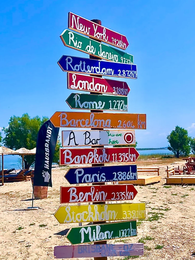 Thumbnail 4 of 4, iPhone Case, Colorful Directional Signs In Greece designed and sold by Rosa1218.