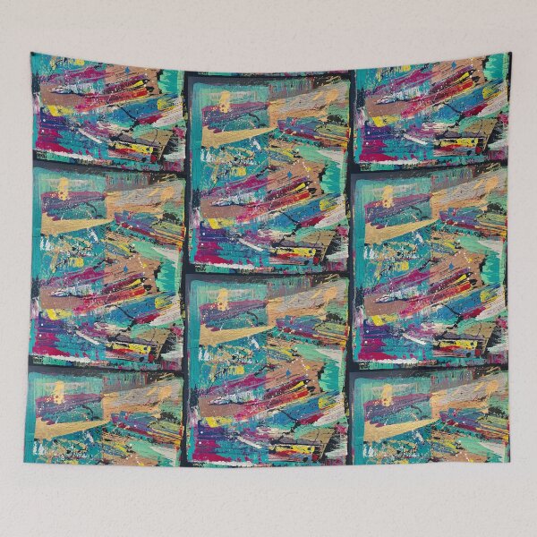 Item preview, "Torn" Gold, teal, purple, blue, pink & yellow abstract art designed and sold by IICents.