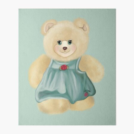 Cute greeting vintage teddy bear illustration Art Board Print for Sale by  knappidesign