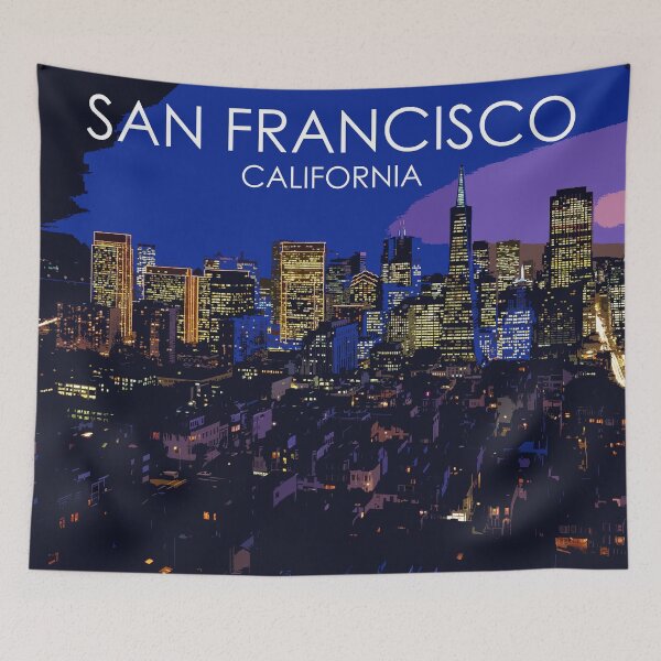 Item preview, San Francisco, California, USA, Travel Print, Night designed and sold by summattodraw.