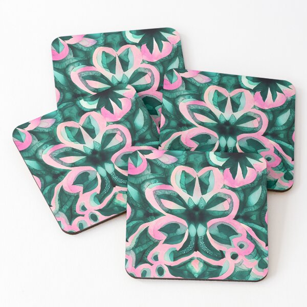 Item preview, Pink Passion: Greenish Fantasy Inspired Print - Original Unique Art Pattern designed and sold by Bridie OBrien.