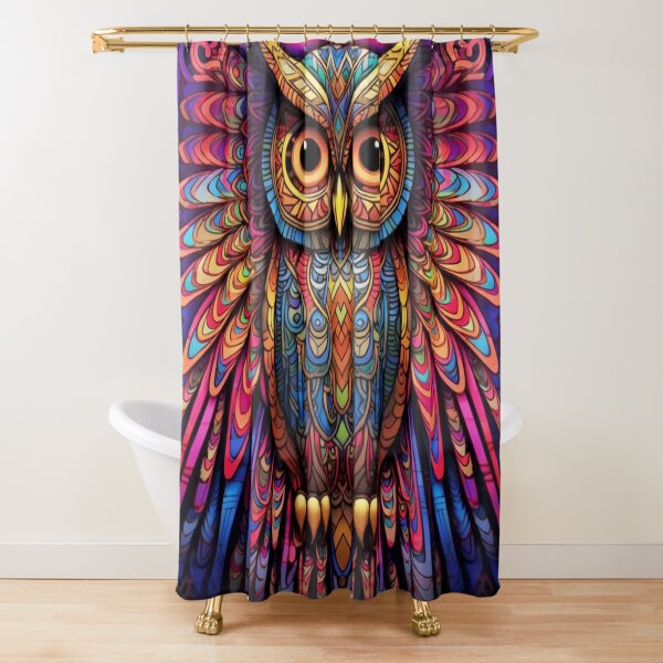 Fabric Shower Curtain Liner store Colorful Owl Shower Stall Curtain