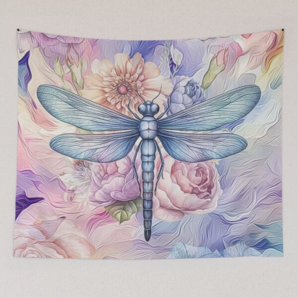 Item preview, Pastel Dragonfly Flowers  designed and sold by HappyLifeCreate.