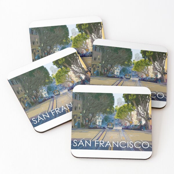 Item preview, San Francisco, Trams, California, USA, Travel Print, Sunset designed and sold by summattodraw.