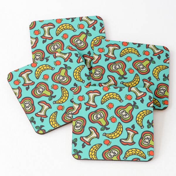Item preview, TUTTI FRUTTI Fun Tossed Retro Fruit with Apple Core Pear Banana Berries in Graphic Cartoon Style - UnBlink Studio by Jackie Tahara designed and sold by Jackie Tahara of UnBlink Studio.