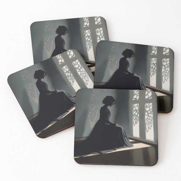 Item preview, A woman in a dress kneeling amidst the shadow. designed and sold by Ralphsartdesign.