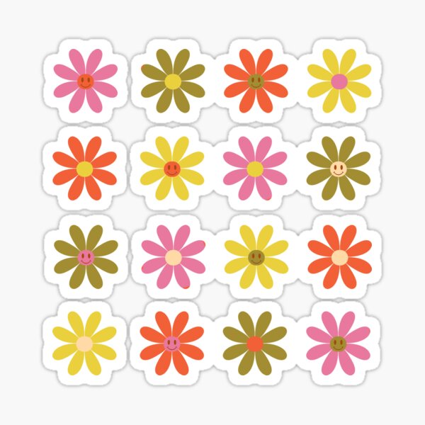 Green Flower Power Vinyl Sticker, Smiley Flower Sticker, Smiley Face S –  Retrophiliac